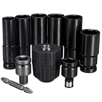 

SHGO HOT-10 Pcs Electric Wrench Screwdriver Hex Socket Head Kits Set for Impact Wrench Drill