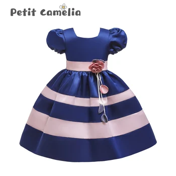 

Girls Summer Dress Princess Stripe Splice Applique Sleeveless Princess Party Casual Kids Dresses Children Clothing