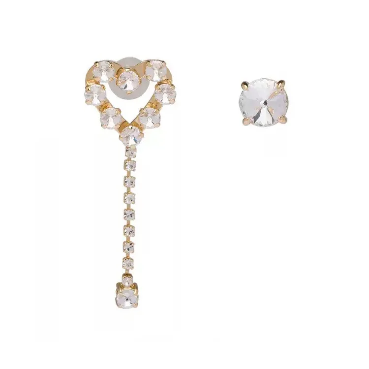 

Heart-shaped single asymmetric crystal earrings Valentine's Day gift