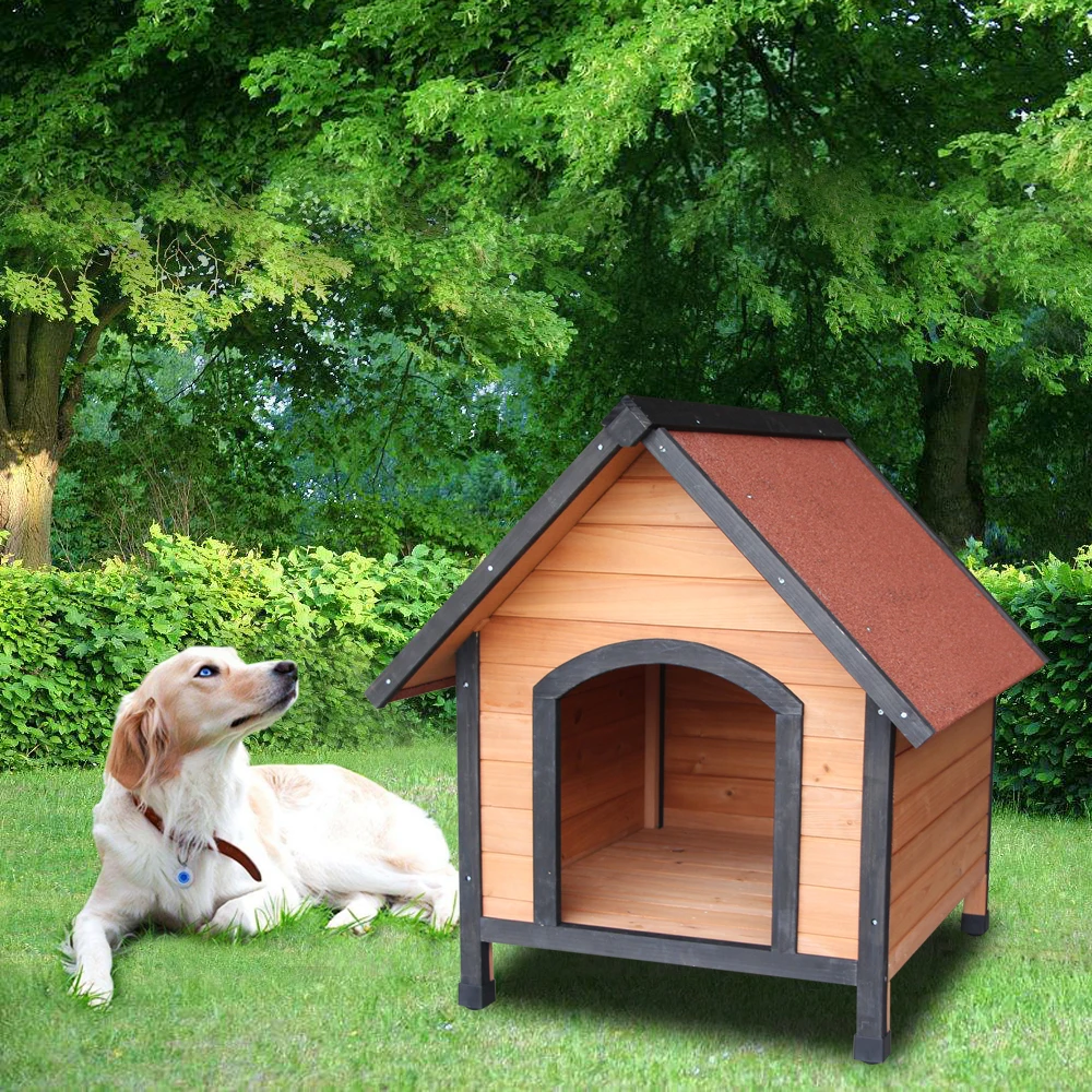 

Wooden Pet Dog House Wood Room In/Outdoor Raised Roof Balcony Bed Shelter Waterproof Dog Kennel For Small Dogs