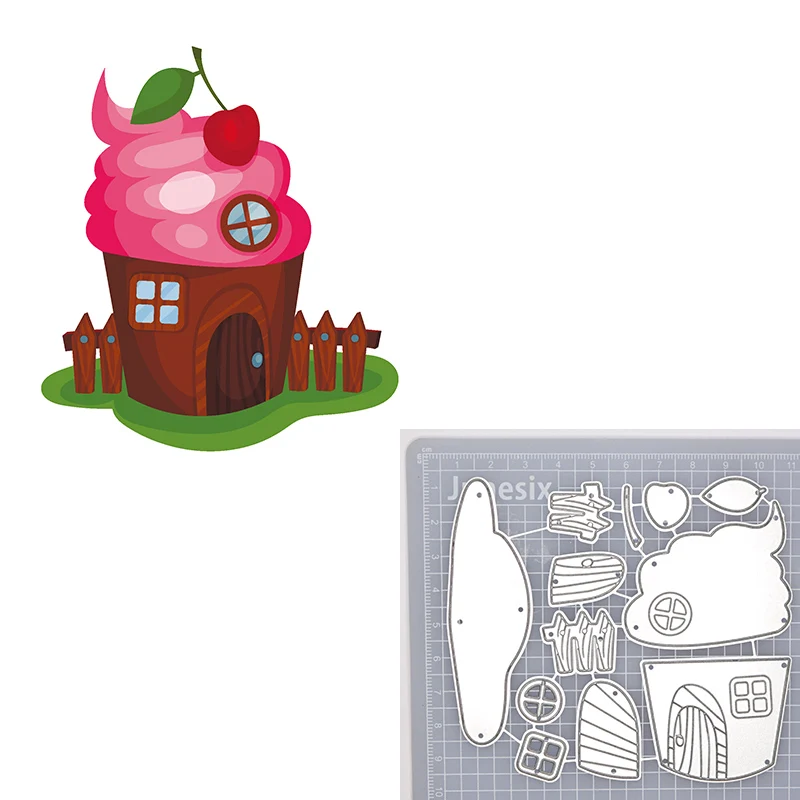 Милый Вишневый Iceream House металлические Вырубные штампы для поделок скрапбукинг