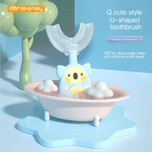 Brosse à dents en forme de U pour enfants de 0 à 12 ans, brosse de nettoyage des dents buccales, anneaux en Silicone souple, articles pour nouveau nés 