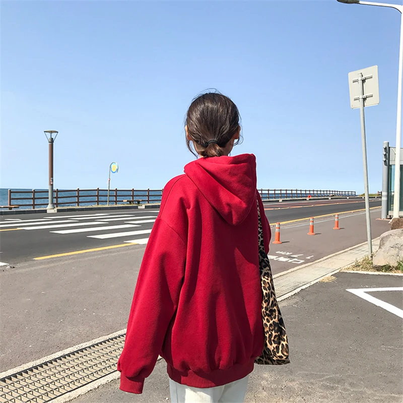 BGTEEVER Casual Letter Embroidery Women Sweatshirt Loose Pocket Female Hoodies Thicken Pullovers Sweatshirt Femme Tracksuit