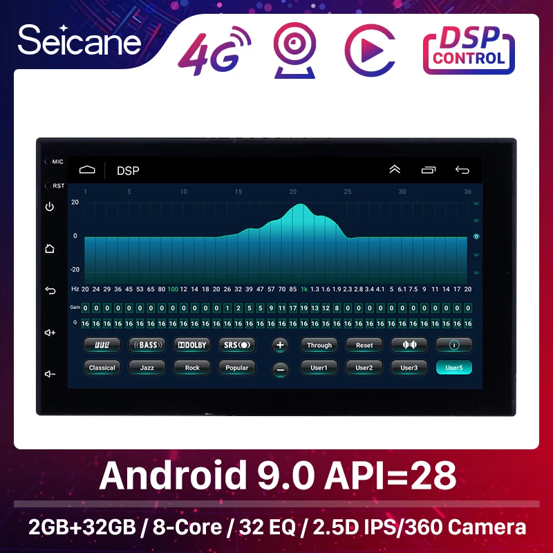 Универсальный автомобильный радиоприемник Seicane Android 9 0 2 Гб 8 ядер IPS GPS