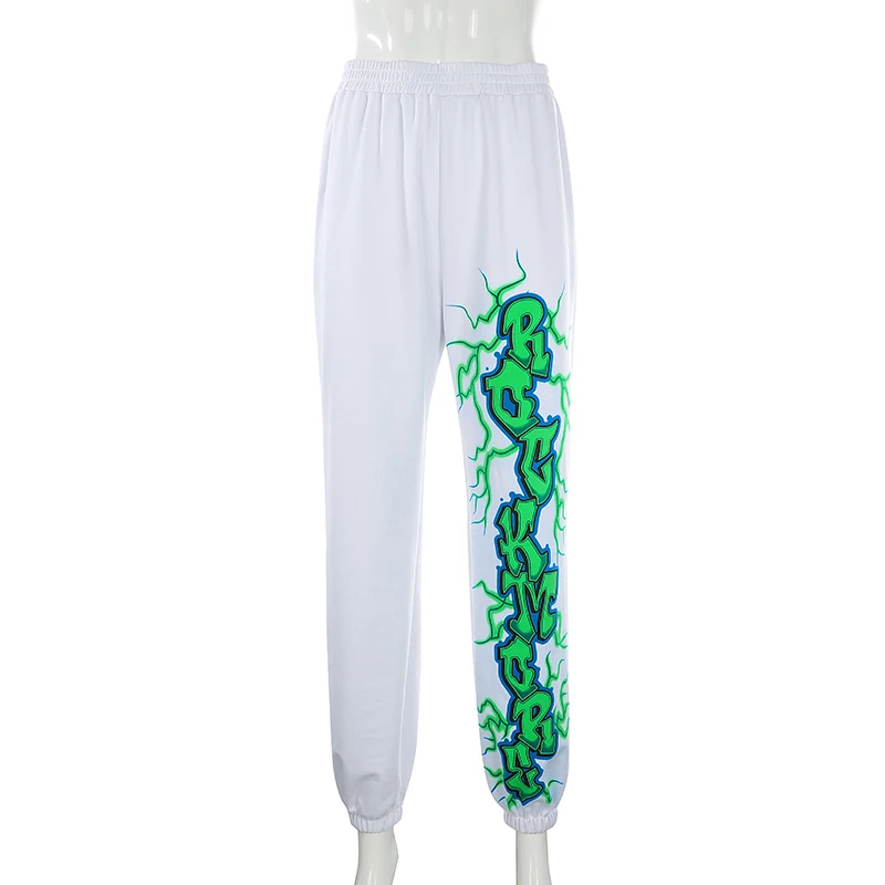 Weekeep женские спортивные штаны с эластичной резинкой на талии, белые уличные Трикотажные Узкие брюки, модные Pantalon женские