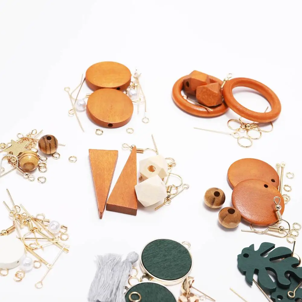Корейские модные серьги с деревянными подвесками для DIY упаковка ювелирных