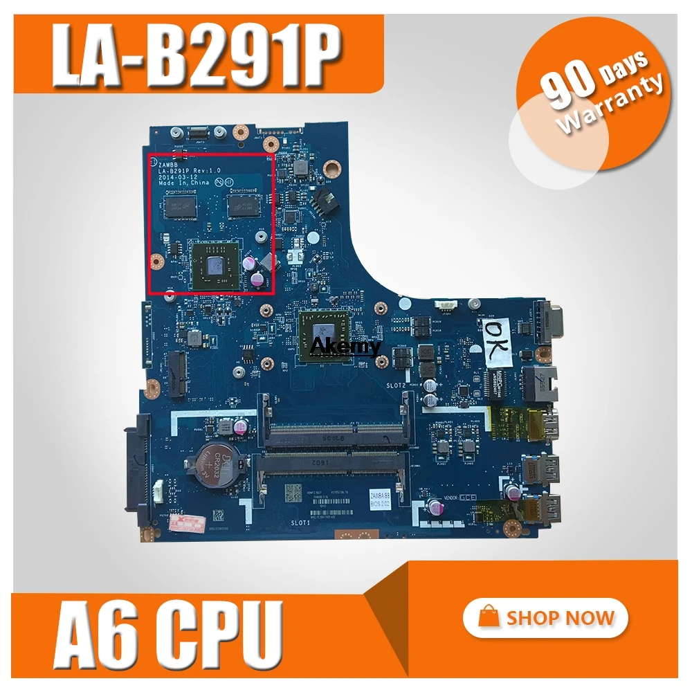

100% NEW MAINBOARD ZAWBA/BB LA-B291P MOTHERBOARD FOR LENOVO B50-45 NOTEBOOK PC ONBOARD A6 PROCESSOR +VIDEO