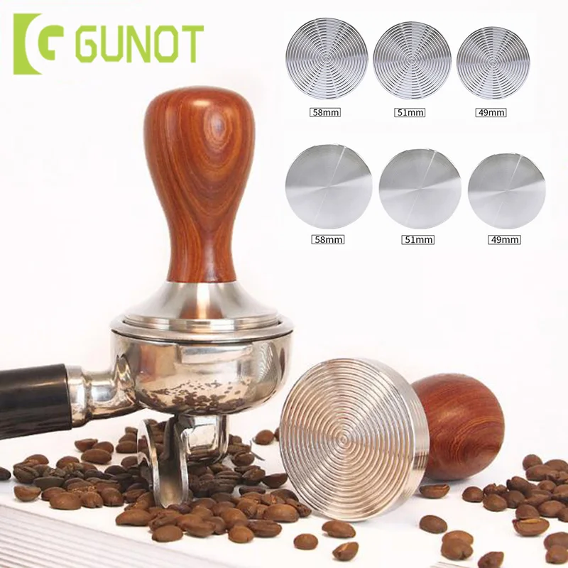 

GUNOT Stainless Steel Flat Tamper Manual Holder Coffee Tamper 51mm Maker Grinder Coffee Tools Press Coffee Grinder Solid Flat