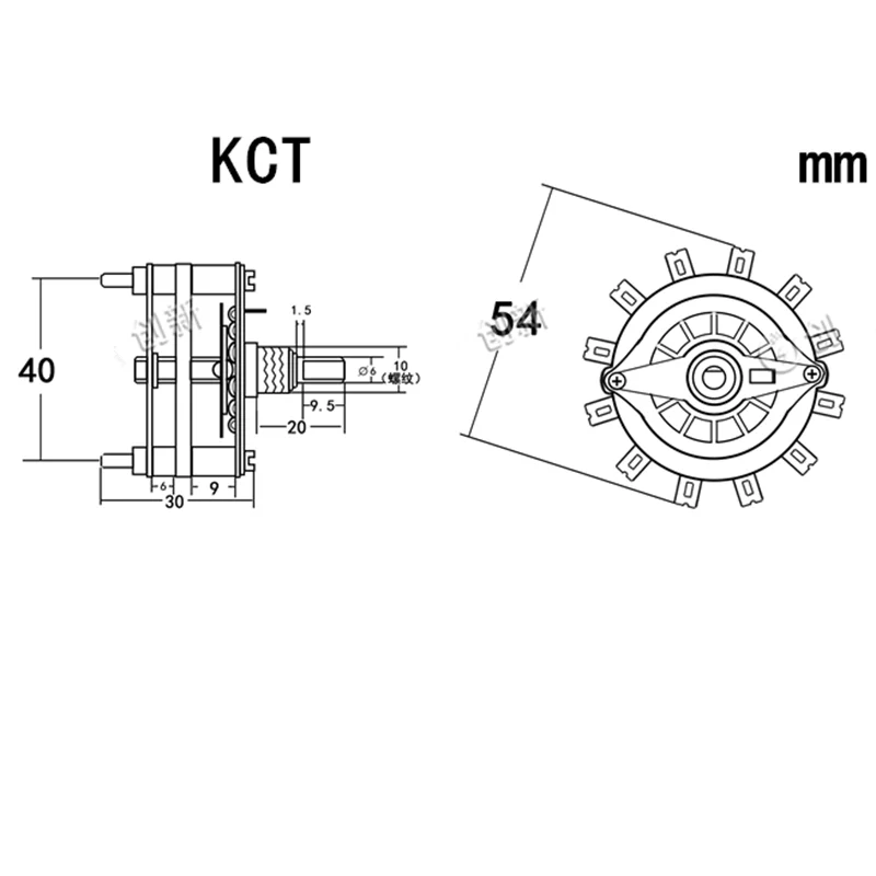 thumbnail image 1 of 1PC Selector de interruptor rotatorio de canal de banda de 1 plataforma seleccionable 1P6T 2P5T 1P7T 4P2T 1P5T 2P2T 2P4T 1P9T 3P3T 1P11T 2P3T KCX KCZ KCT, 1 of 5
