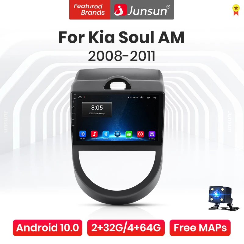 Автомагнитола Junsun V1 Pro 4G CarPlay Android 10 4 Гб + 64 ГБ мультимедийный проигрыватель для Kia