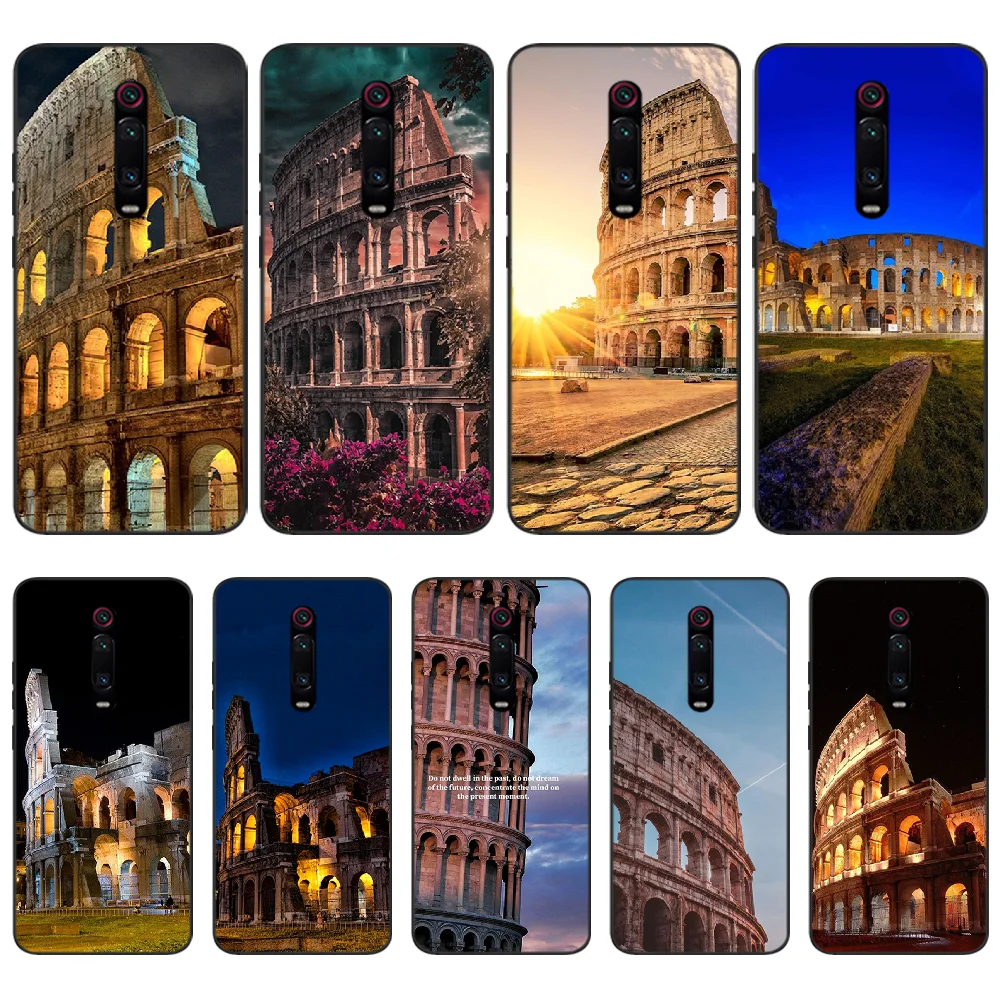 

Viviana Colosseum Soft Silicone Black Phone Case For Redmi K20 Note4 4X 5 5A 6 6PRO 7 8 8PRO Cover