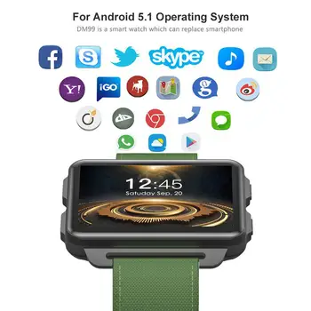 

DM99 Bluetooth Smart Watch 2.2 Inch Large Screen 3G Independent Card Call GPS Navigation WIFISIM Card Multifunction Smart Watch