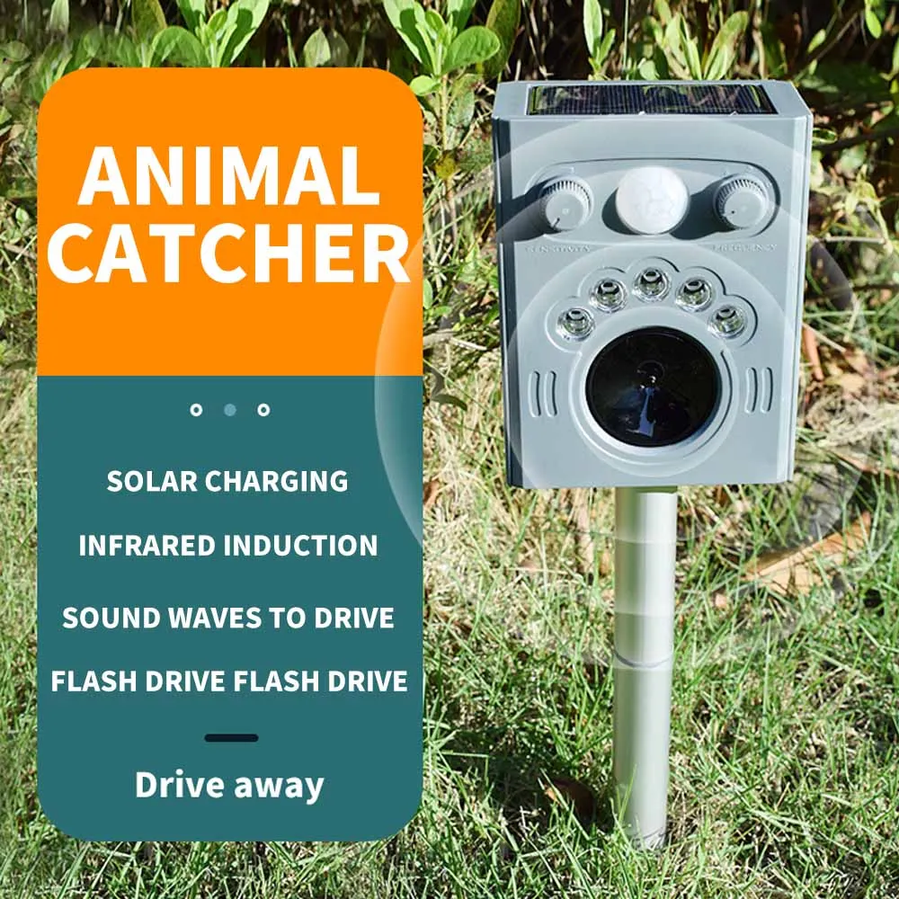 

Ground-inserted solar mouse repeller, animal ultrasonic repeller