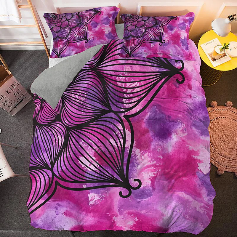 Горячая Мандала постельных принадлежностей красный черный цветок пододеяльник