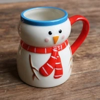 Ручная роспись подглазированная керамика Прекрасный Рождественский Снеговик/пингвин кружка/кофейная кружка/кружка для воды - Цвет: Snowman Mug