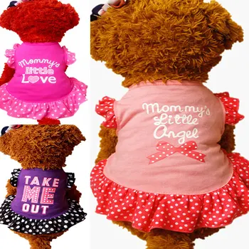 

Free Shipping Pet Dress Pink Soft Sleeveless Summer Cute Pet Puppy Small Dog Cat Pet Dress Apparel Clothes Fly Sleeve Dress