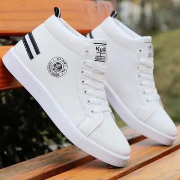 

Spring White High-top Sports Shoes Men Sneakers Men Casual Shoes Fashion Lace-up Waterproof Leather Ankle Boots Chaussure Homme