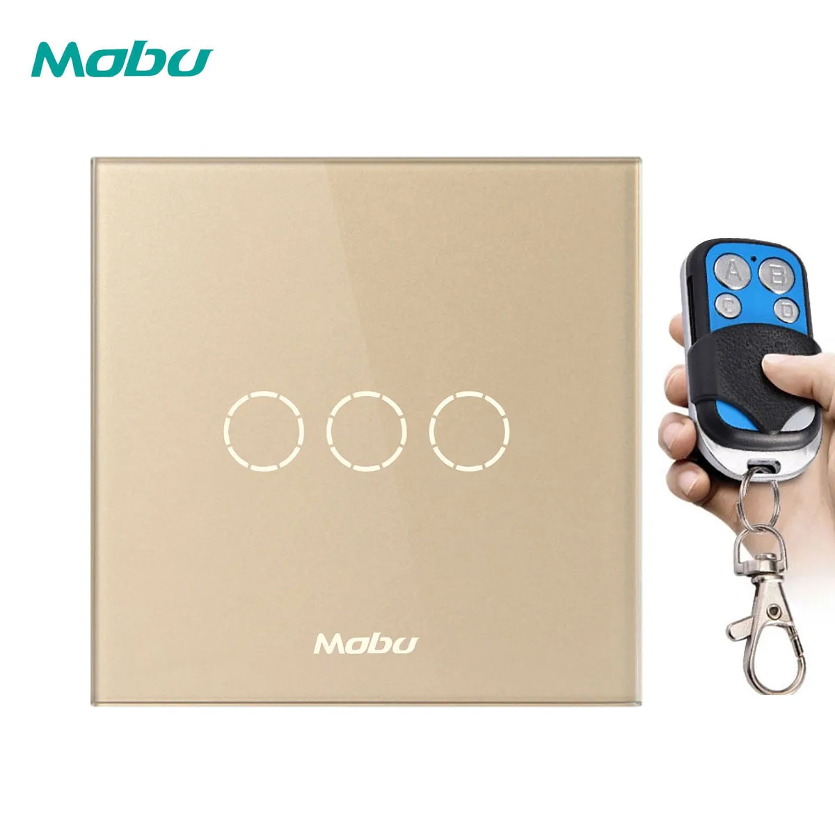 Mobu 3Gang 1-way пульт дистанционного управления переключатель, стандарт ЕС/Великобритании, настенный светильник сенсорный выключатель, использовать с пультом дистанционного управления - Цвет: Gold Y603A