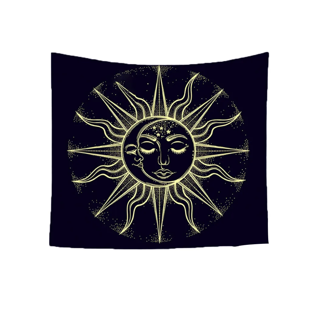 Tapestry Wall Hanging Sun And Moon Psychedelic Small Wall Tapestry with Art Chakra Home Decorations For Bedroom Shawl Mat Carpe