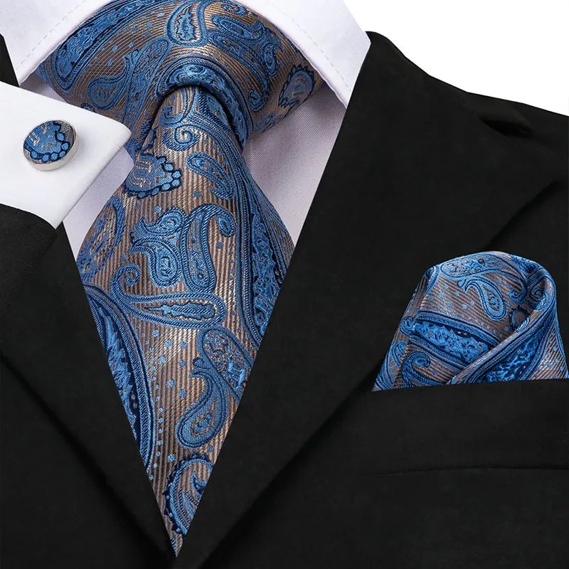 Модные дизайнерские синие галстуки Hi Tie для мужчин роскошные с пейсли рисунком в