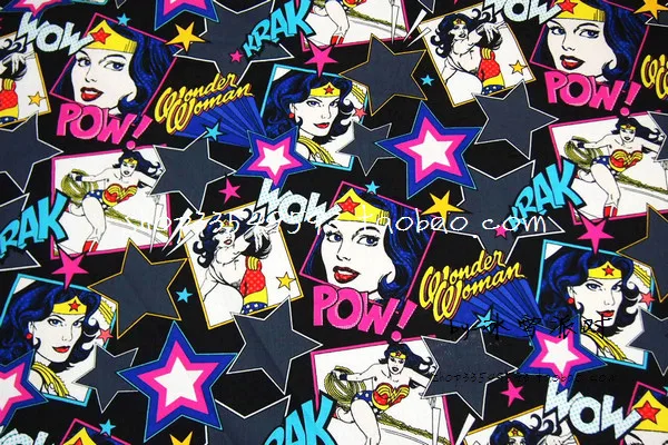 140 см ширина Wonder woman узор хлопок ткань, холст хлопок ткань для платья Одежда DIY лоскутное tissus для штор постельные принадлежности