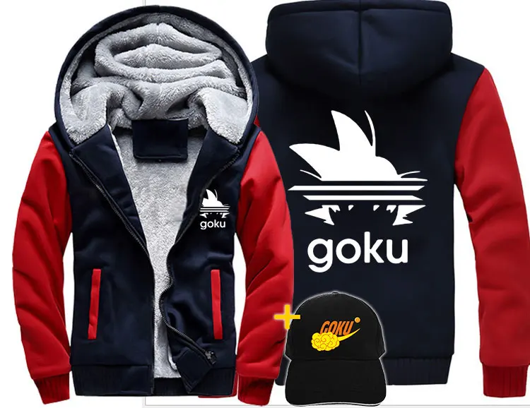 Модная одежда Goku Saiyan dragon ball для мужчин wo Мужская теплая Толстая куртка зимняя теплая бархатная Толстовка Топ толстовки
