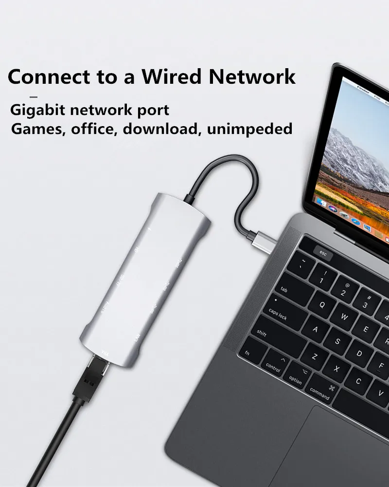  type c to hdmi hub adapter type c to vga RJ45 3.5mm AUX jack with SD TF PD jack usb3.0 hub adapter 