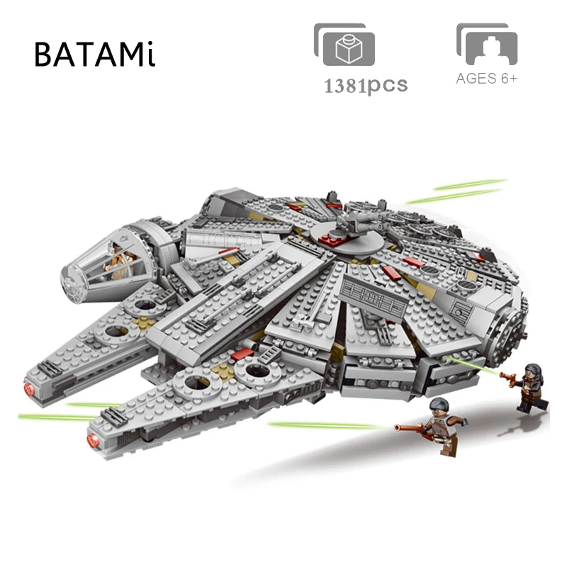 Модель Строительный блок Набор игрушек 1381Pcs 05007 Wars набор Сокол Миллениум 6 Строительный кирпич Minfigure Рождественский подарок игрушки для детей - Цвет: B0005007