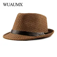 Wuaumx Spring Summer Straw Hat Women Jazz Hat Men Fedoras For Male Female Breathable Panama Sun Hat Wholesale Chapeu Feminino 1
