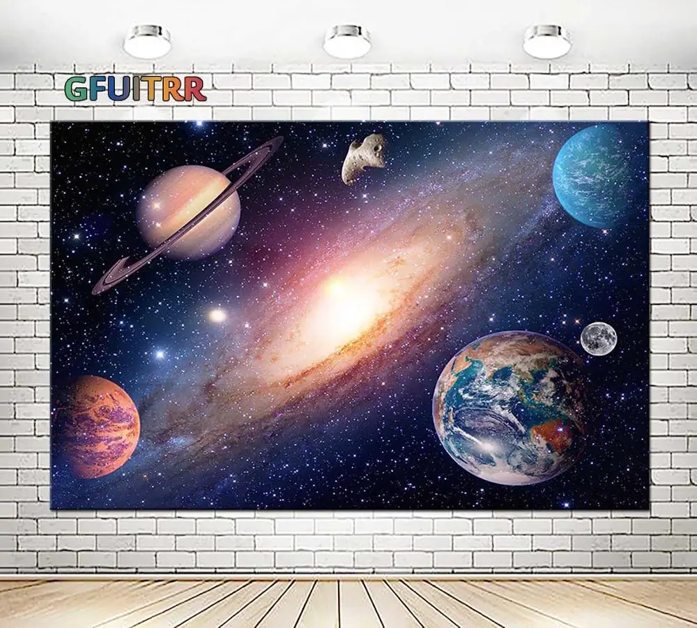 Виниловый фон GFUITRR для детской фотосъемки в космическом пространстве на день