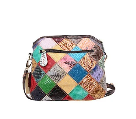 Women Multicolor tassel handbag Small Bag Genuine Leather Colorful Floral Shoulder Bag Cross body Mini Shopping Bag