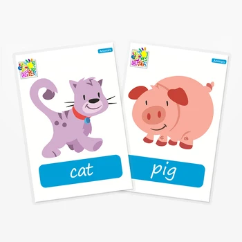 

38pcs Cartoon Animal Cards English Learning Baby Flash Cards Memory Game For Kids Early Educational Montessori Toys