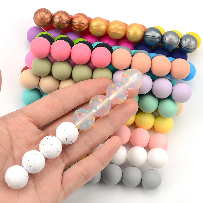 LOFCA 12mm 20 개/몫 실리콘 느슨한 구슬 젖니가 남 구슬 DIY Chewable 다채로운 젖니가 남   Teether 라운드