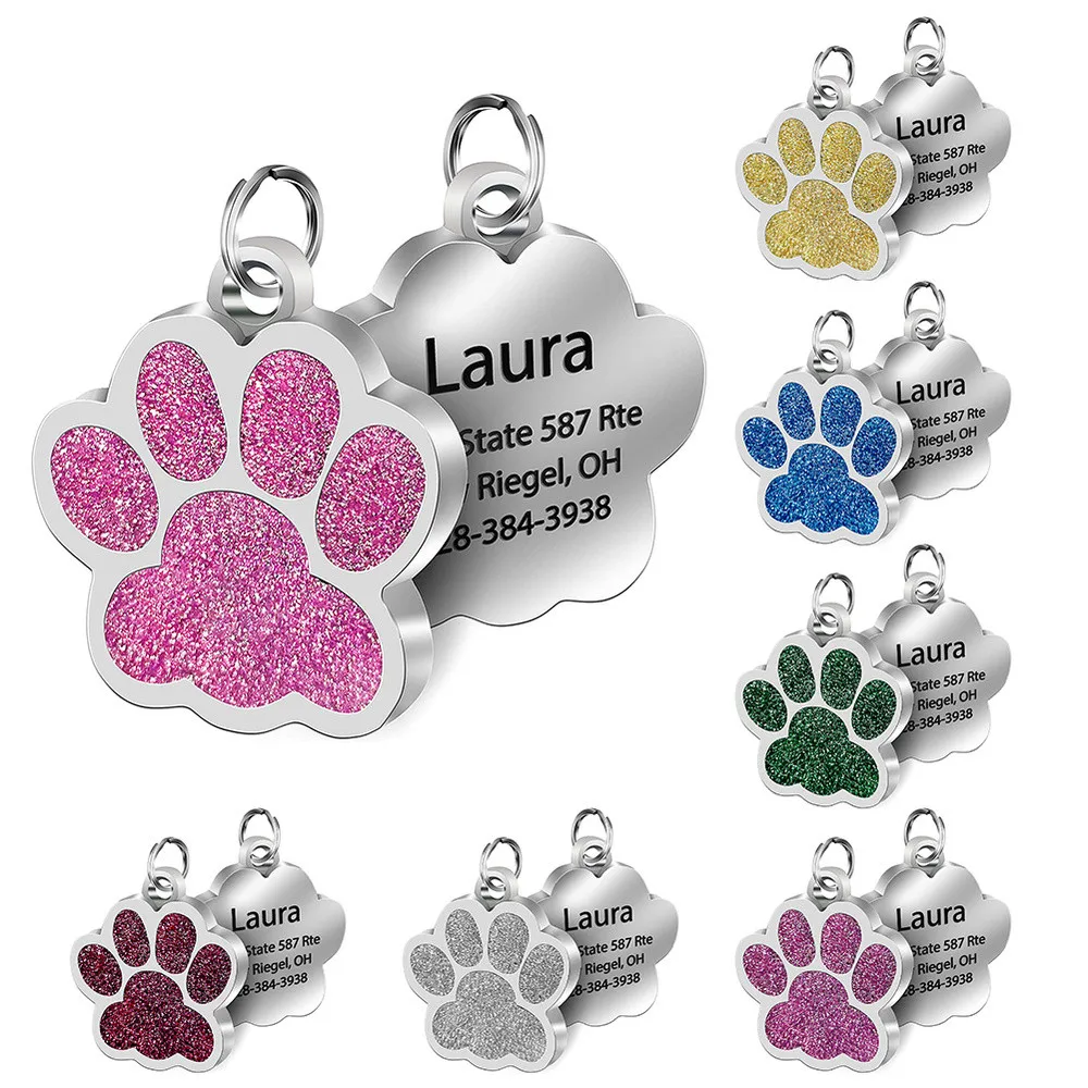 Etiquetas de identificación para mascotas personalizadas con Nombre de mascota grabado, Dirección de número, Collar para perro y gato, colgante para mascota, Collar para cachorro y gato, accesorios para Collar