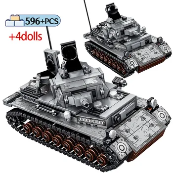 

596PCS City WW2 Germany Police Tank Building Blocks For Military War Weapon Soldier Figures Bricks Toys For Children Gift