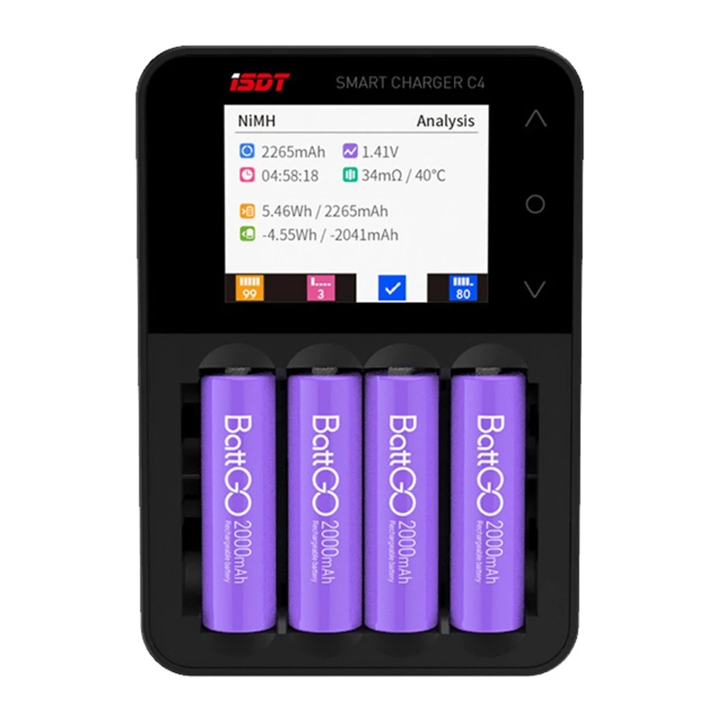 ABKT-Isdt Battgo 5 Ni-Mh Aa 2000 Mah Suitable for Isdt C4 N8 Charger