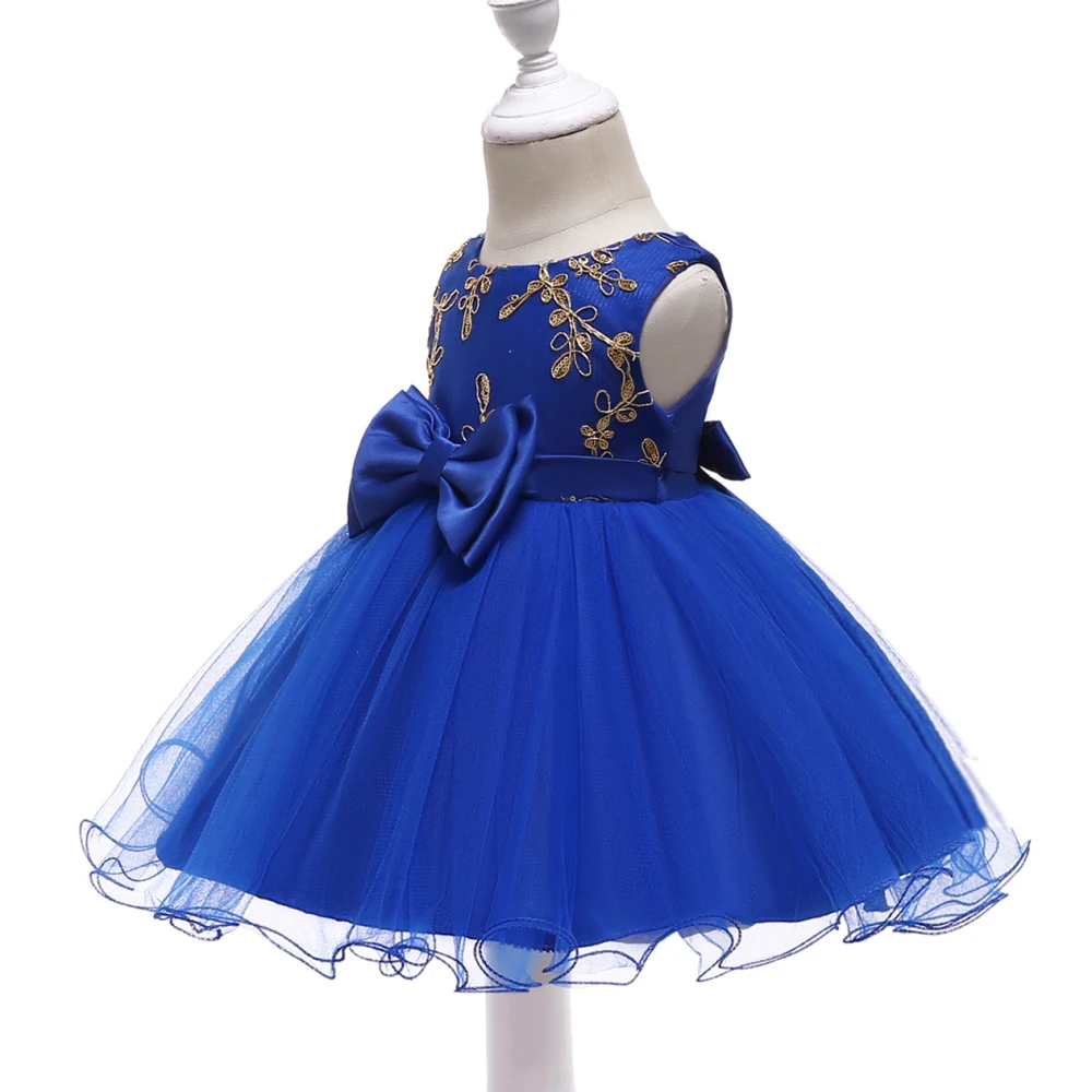 Free Shipping Cotton Lining Infant Dresses 2021 New Arrival Royal Blue Baby Dress For 1 Year