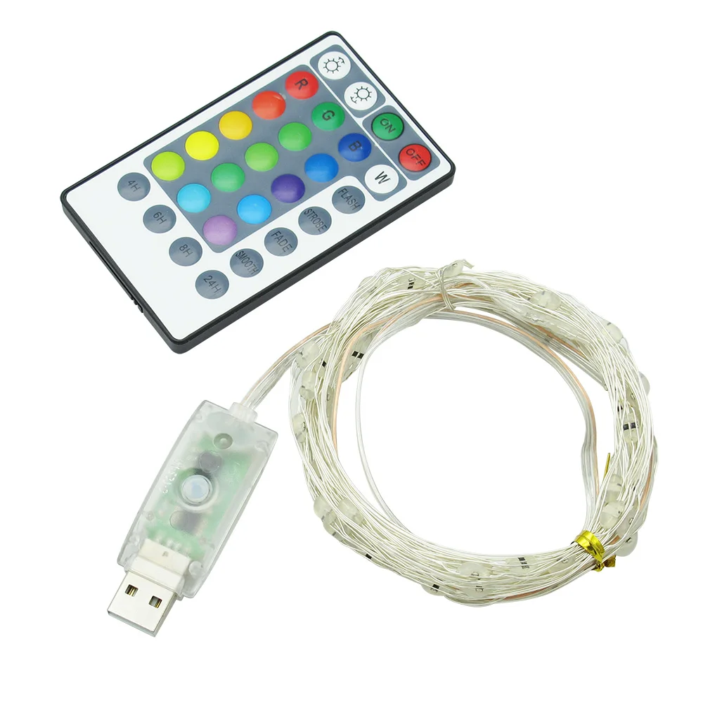 5M 10M 20M RGB LED 문자열 빛 16 색상 크리스마스 휴일 장식에 대 한 원격 제어와 USB 갈 랜드 요정 램프 변경