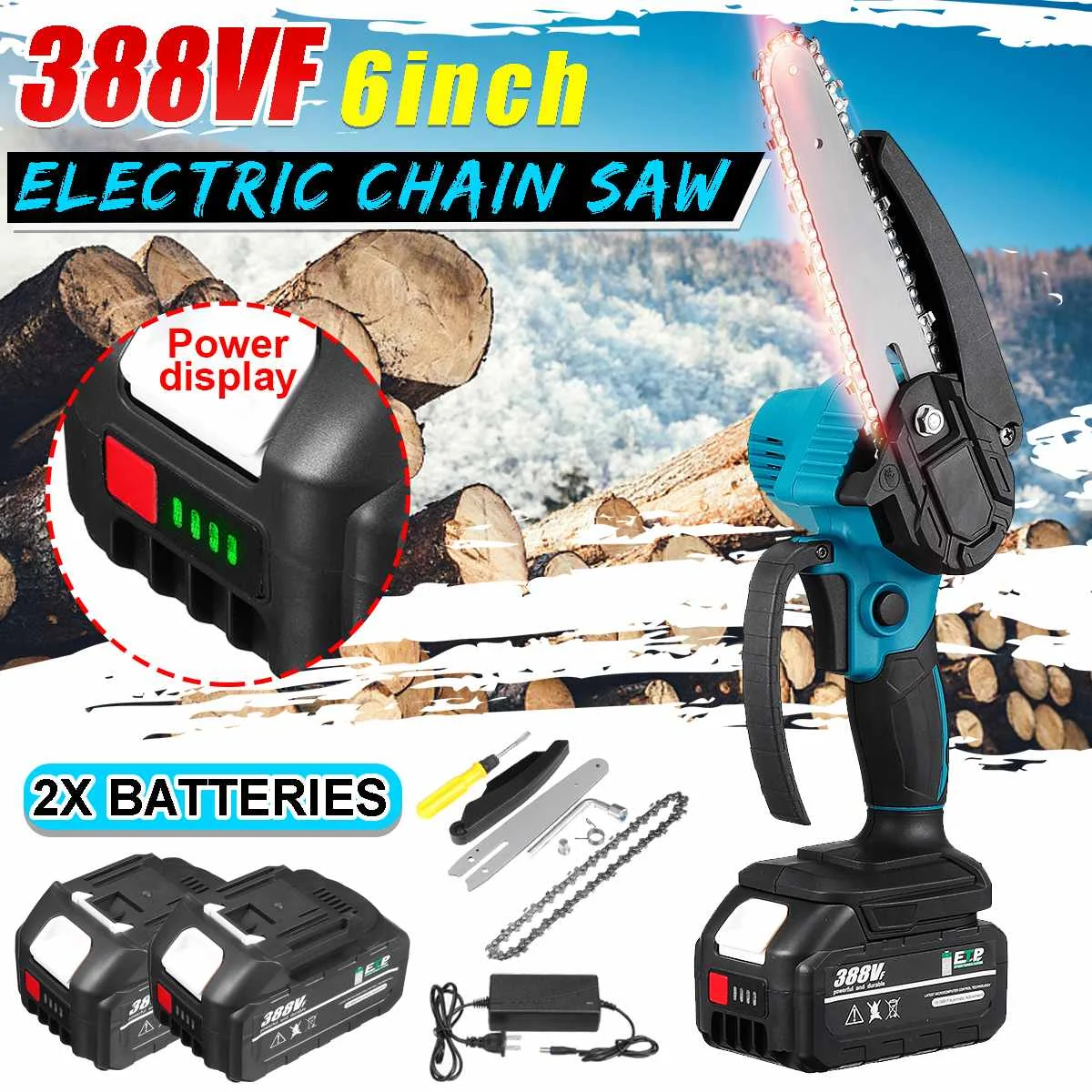 6 Inch 3500W 388V Mini Electric Chain Saw With Indicator Battery Woodworking Power Tool For Makita 18V | Инструменты