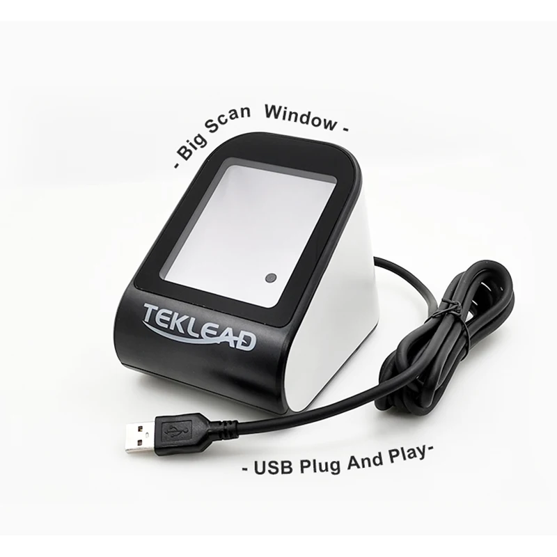 TEKLEAD Automatic 1D 2D Barcode Scanner Hands-Free USB QR Code Reader Mobile Payment for Store Supermarket