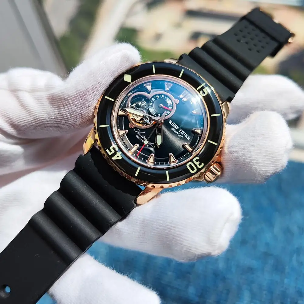 Автоматические спортивные часы Reef Tiger/RT супер светящиеся для дайвинга цвета