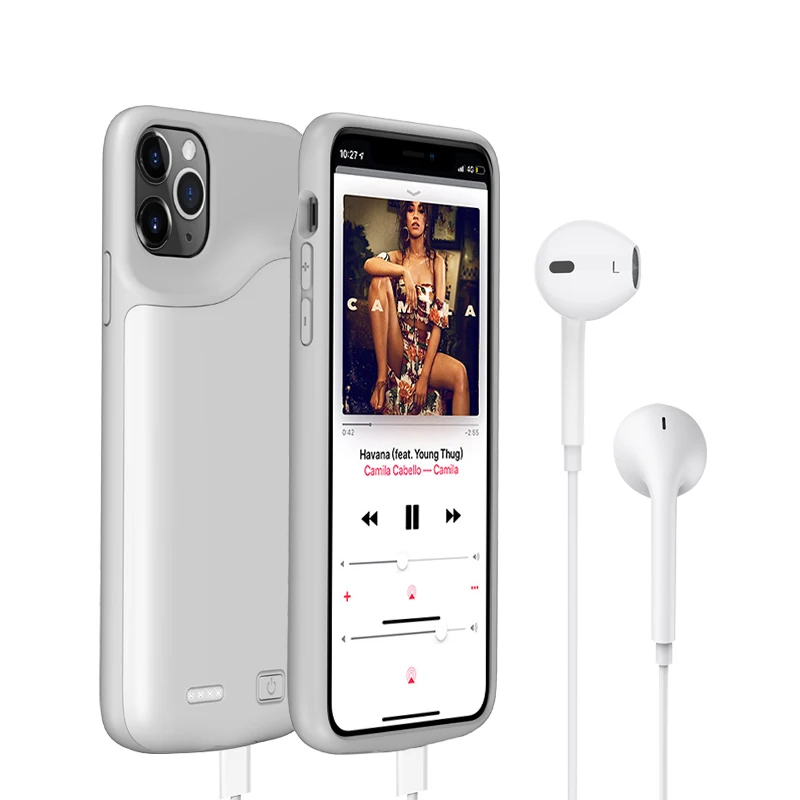 Тонкий жидкий Силиконовый противоударный чехол для батареи для iPhone 11 Pro Max power Bank чехол с зажимом для задней крышки зарядного устройства