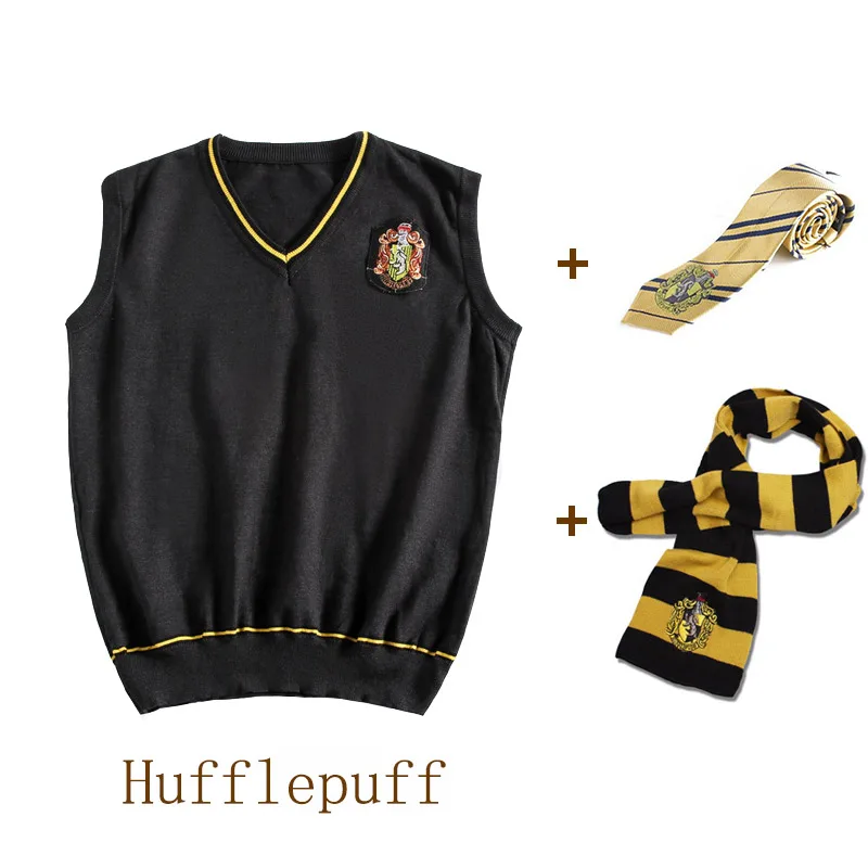 Костюмы из Поттера для косплея Гриффиндор Слизерин Ravenclaw Hufflepuff свитер с галстуком Хогвартс Униформа Поттер костюмы для косплея подарки