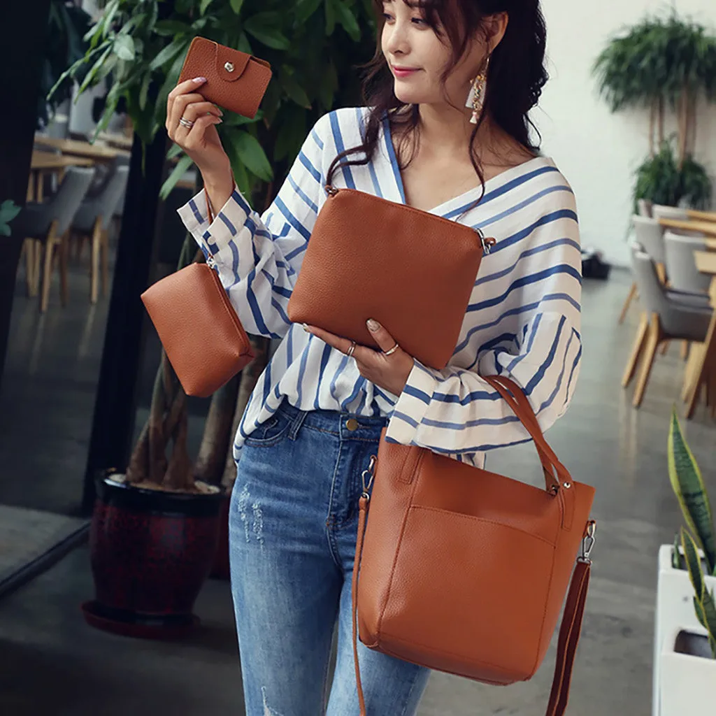 Новые роскошные сумки женские дизайнерские кожаные модные женские кожаные сумки из четырех частей сумка через плечо, клатч кошелек# T2