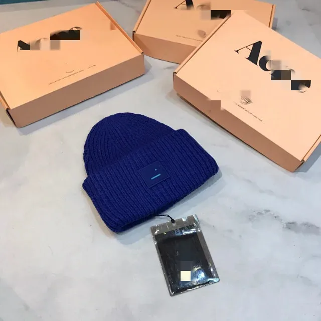 AC Studios Smiling face Beanie Skull Caps knitted Cashmere Eye Warm Couple Lovers Acne Hats Tide Street Hip-hop Wool Cap Adult