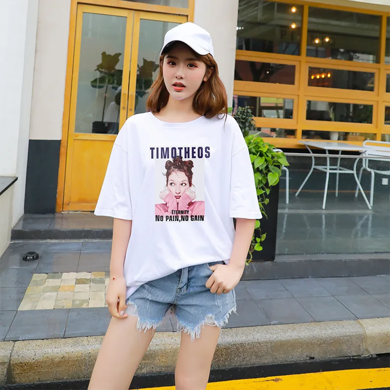  Pure Cotton Short-sleeved T-shirt Women's 2020 New Style Summer Loose Plus-sized Mid-length Casual 