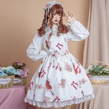 Повседневное платье в японском стиле с принтом «лолита» и блузка с длинными рукавами от Idream