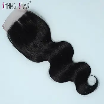 

Shining Star 4*4 Lace Closure Peruvian Body Wave 100% Human Hair Natural Color Remy Hair Middle Part Lace Closure 8-18 Inches
