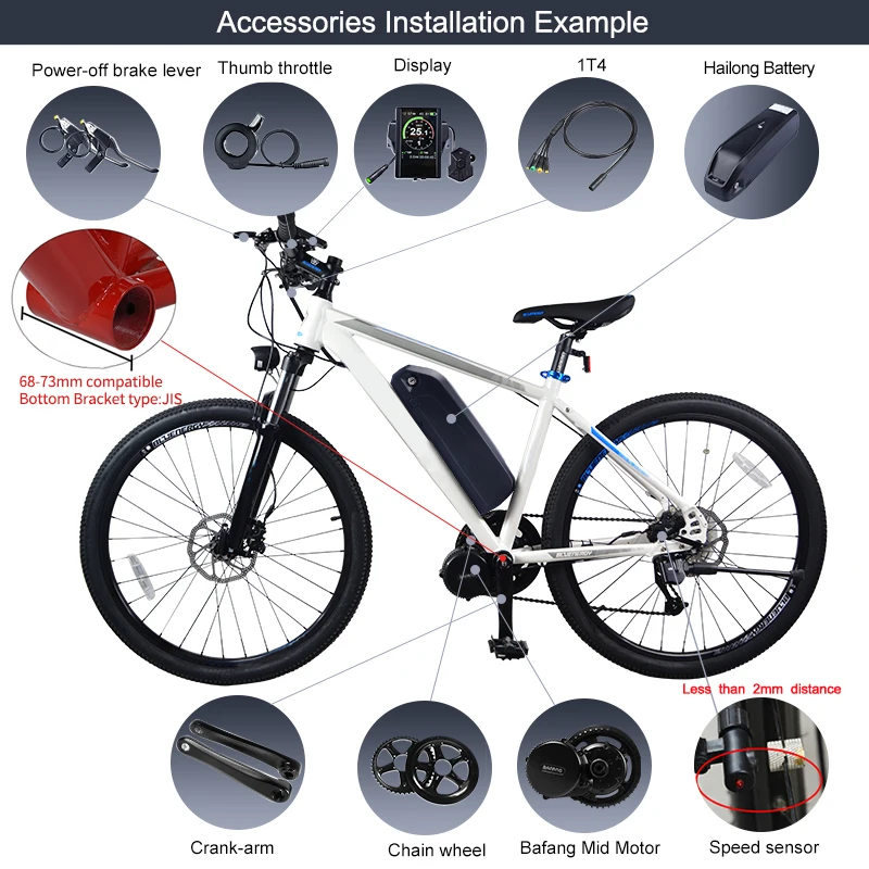 Clearance Mid Drive Motor 48V 350W Bafang BBS01 BBS01B Electric Bike Conversion Kit W/ 12Ah/ 17.5Ah E-bike Battery built in Samsung Cells 4