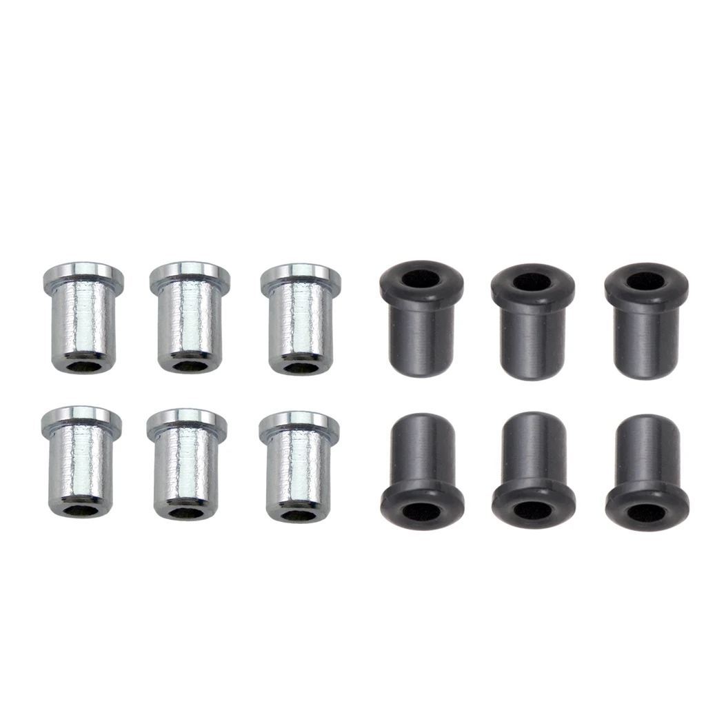 12PCS Electric Guitar String Mounting Body Ferrules Bushing Silver & Black